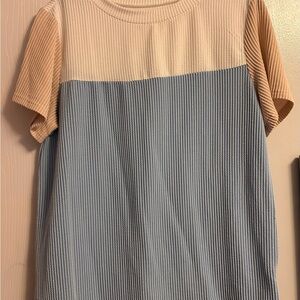 SHEIN Cream Ribbed Boxy T-Shirt